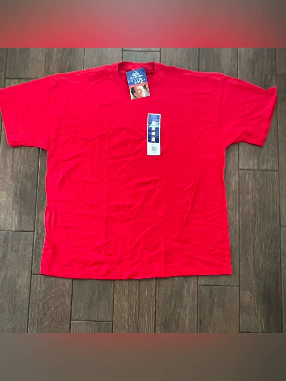 NOS Vintage 90s Fruit of the Loom Black T Shirt Red 3X Deadstock FOTL